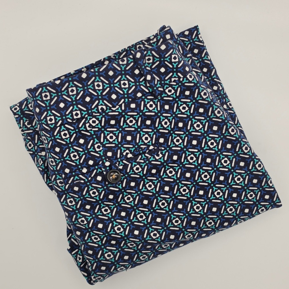 Merona Classic Ankle Pants Women 2 Blue Geometric Excellent Stretch Cotton
